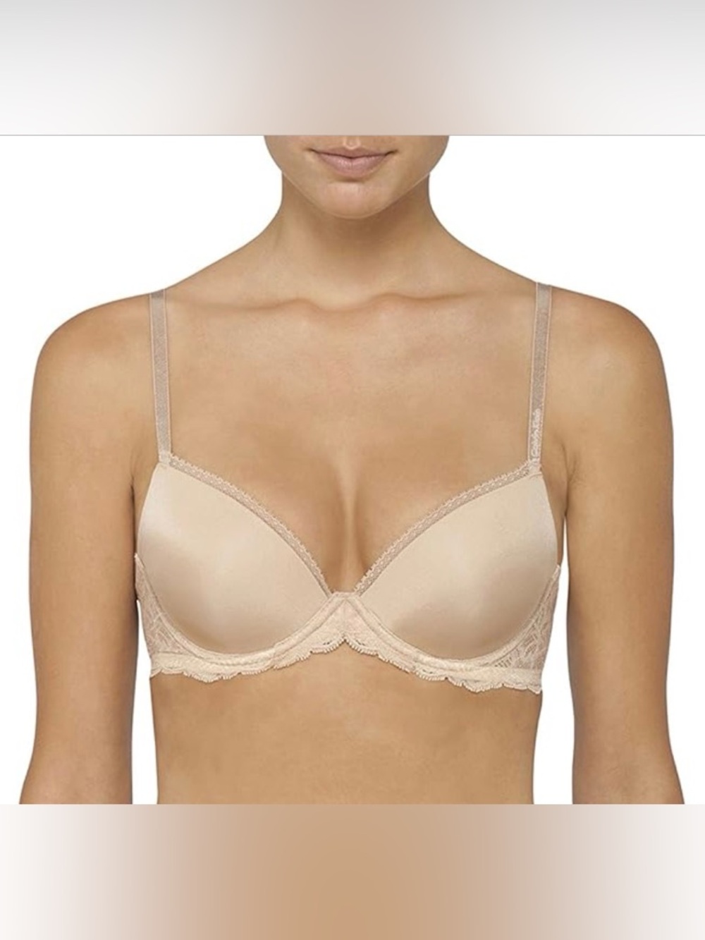 Calvin Klein Nude Lace-Trim Seductive Comfort Lift Demi Bra, 30C. R9A